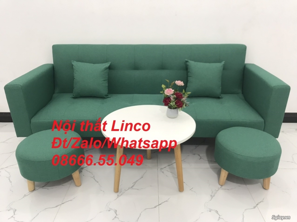 Bộ ghế sofa giường sopha bed xanh ngọc rẻ ở Nội thất Tuy Hòa Phú Yên - 1