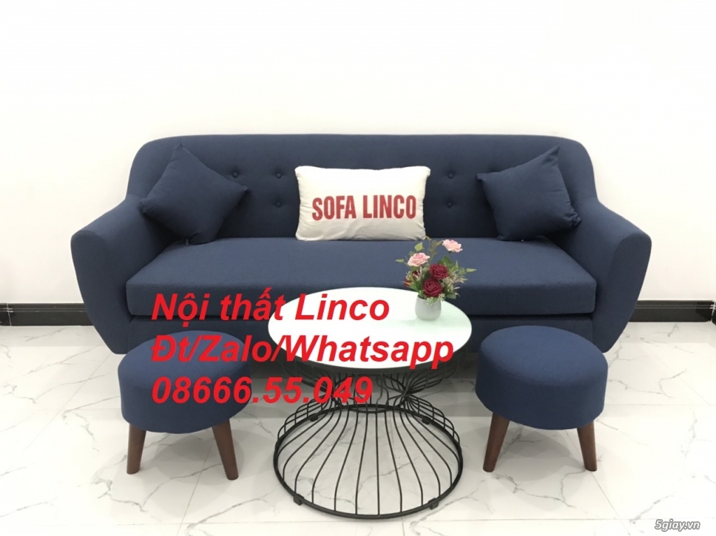 Bộ bàn ghế sopha salon Sofa băng xanh dương đậm đen rẻ ở Trà Vinh - 5