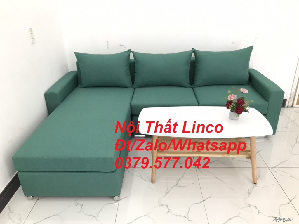 sofa, ghế sofa góc giá rẻ, sofa góc L màu xanh Nội Thất Linco Cần Thơ - 5