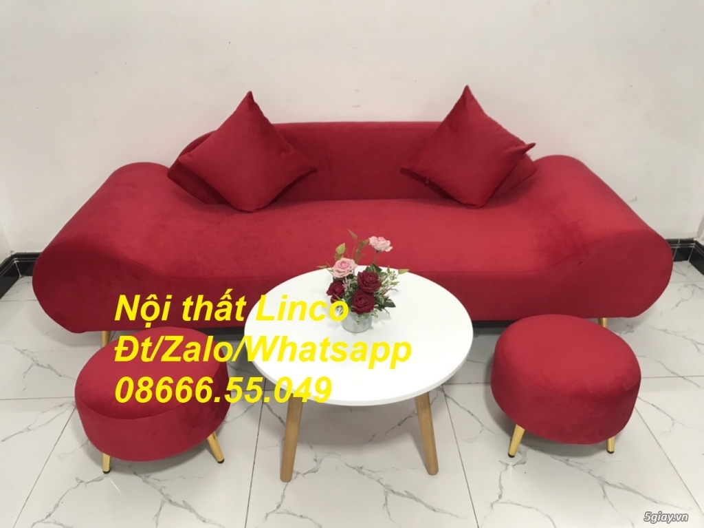 Bộ bàn ghế Sofa thuyền băng dài đỏ vải nhung giá rẻ Nội thất Trà Vinh - 1
