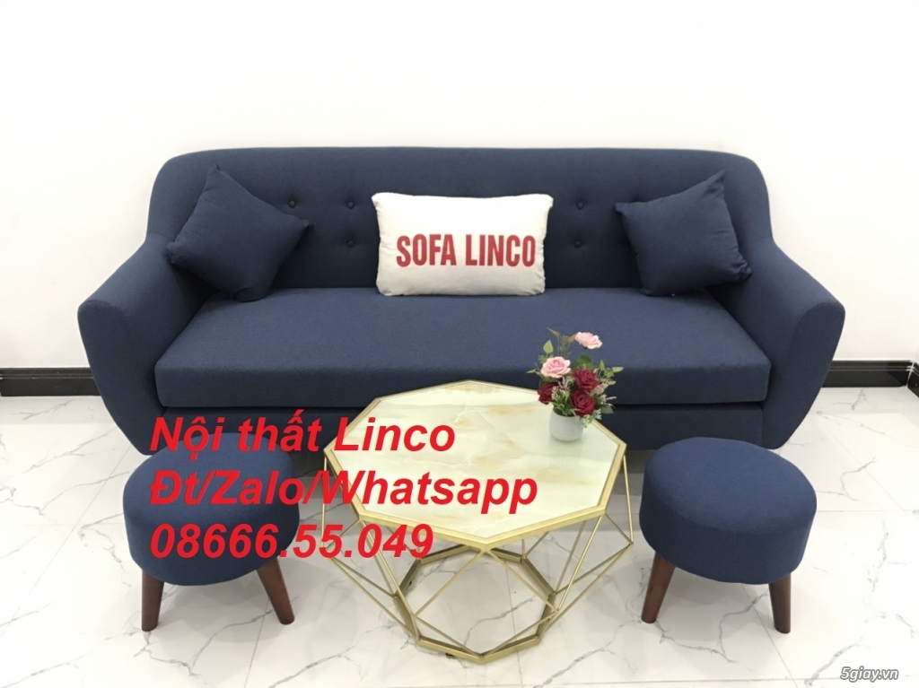 Bộ bàn ghế sopha salon Sofa băng xanh dương đậm đen rẻ ở Trà Vinh - 4