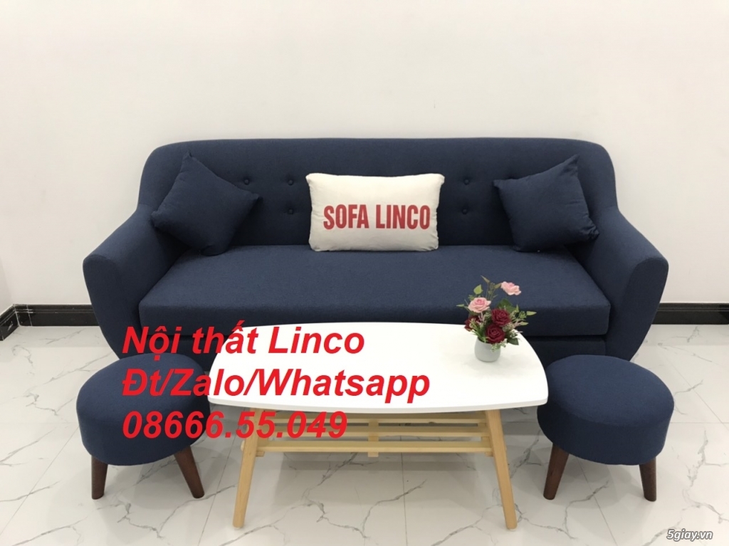 Bộ bàn ghế sopha salon Sofa băng xanh dương đậm đen rẻ ở Trà Vinh - 2