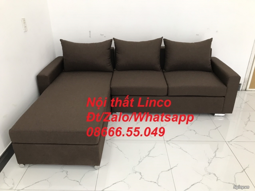 Bộ ghế sofa góc chữ L giá rẻ xanh dương nước biển đen đậm ở Trà Vinh - 4