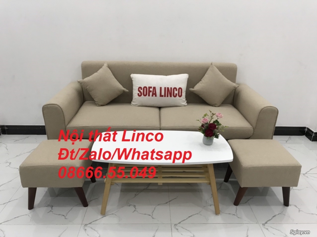 Bộ bàn ghế salong Sofa băng trắng kem rẻ đẹp Nội thất Linco Tuy Hòa - 2