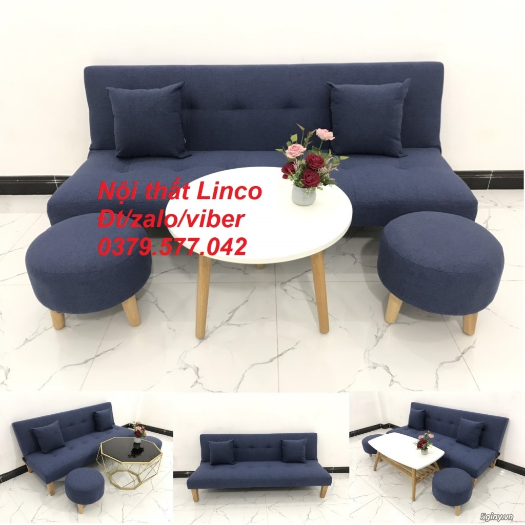 Bộ ghế sofa giường sofa bed xanh dương đậm đen giá rẻ đẹp Bình Thuận