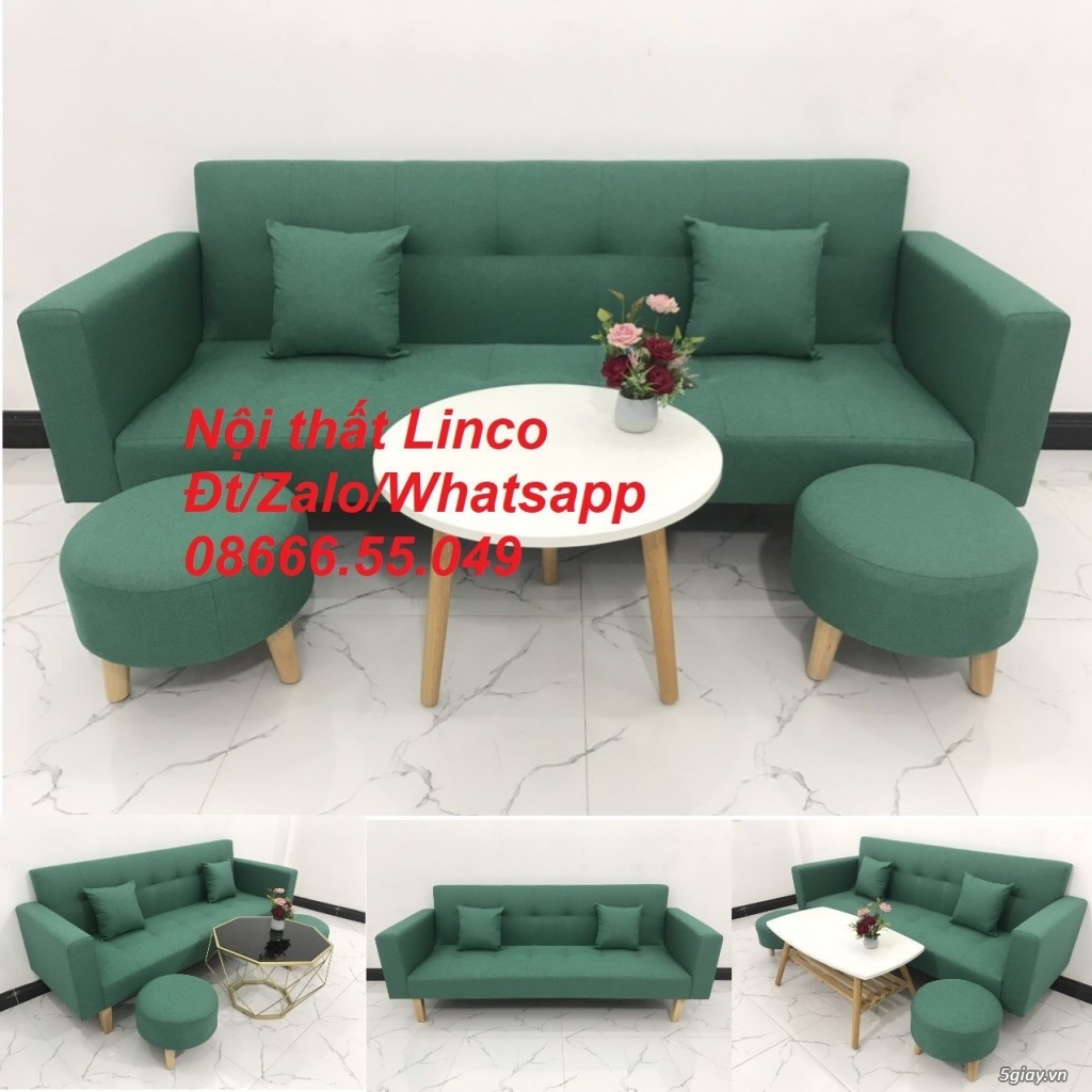 Bộ ghế sofa giường sopha bed xanh ngọc rẻ ở Nội thất Tuy Hòa Phú Yên