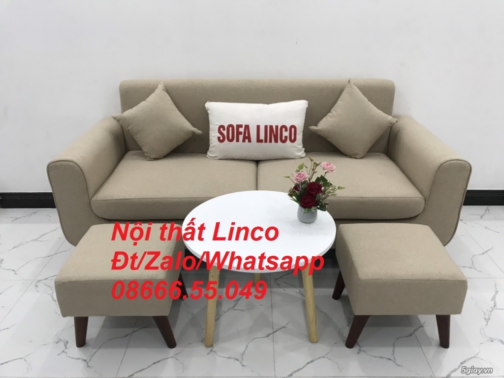 Bộ bàn ghế salong Sofa băng trắng kem rẻ đẹp Nội thất Linco Tuy Hòa - 1