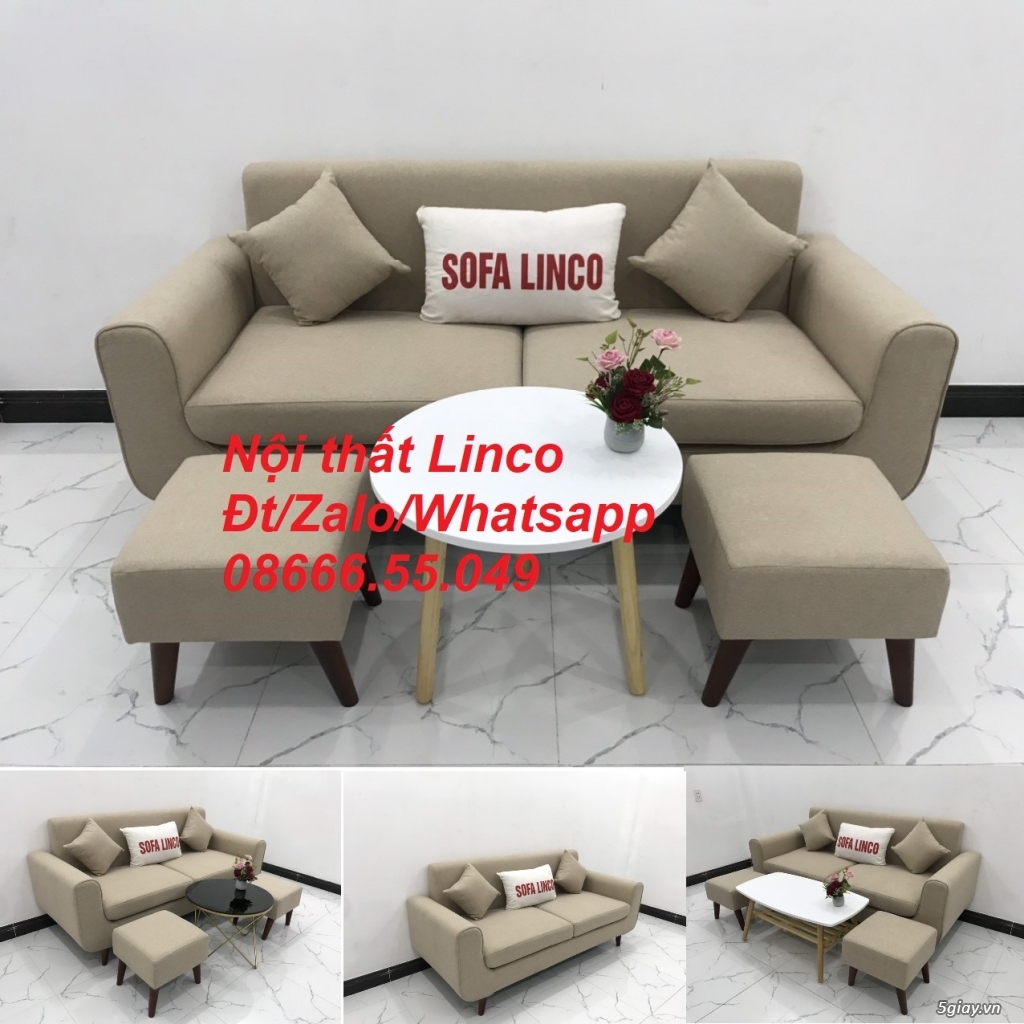 Bộ bàn ghế salong Sofa băng trắng kem rẻ đẹp Nội thất Linco Tuy Hòa