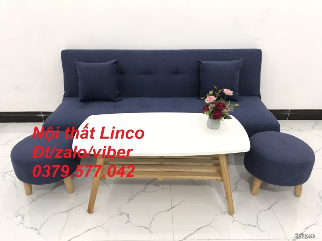 Bộ ghế sofa giường sofa bed xanh dương đậm đen giá rẻ đẹp Bình Thuận - 5