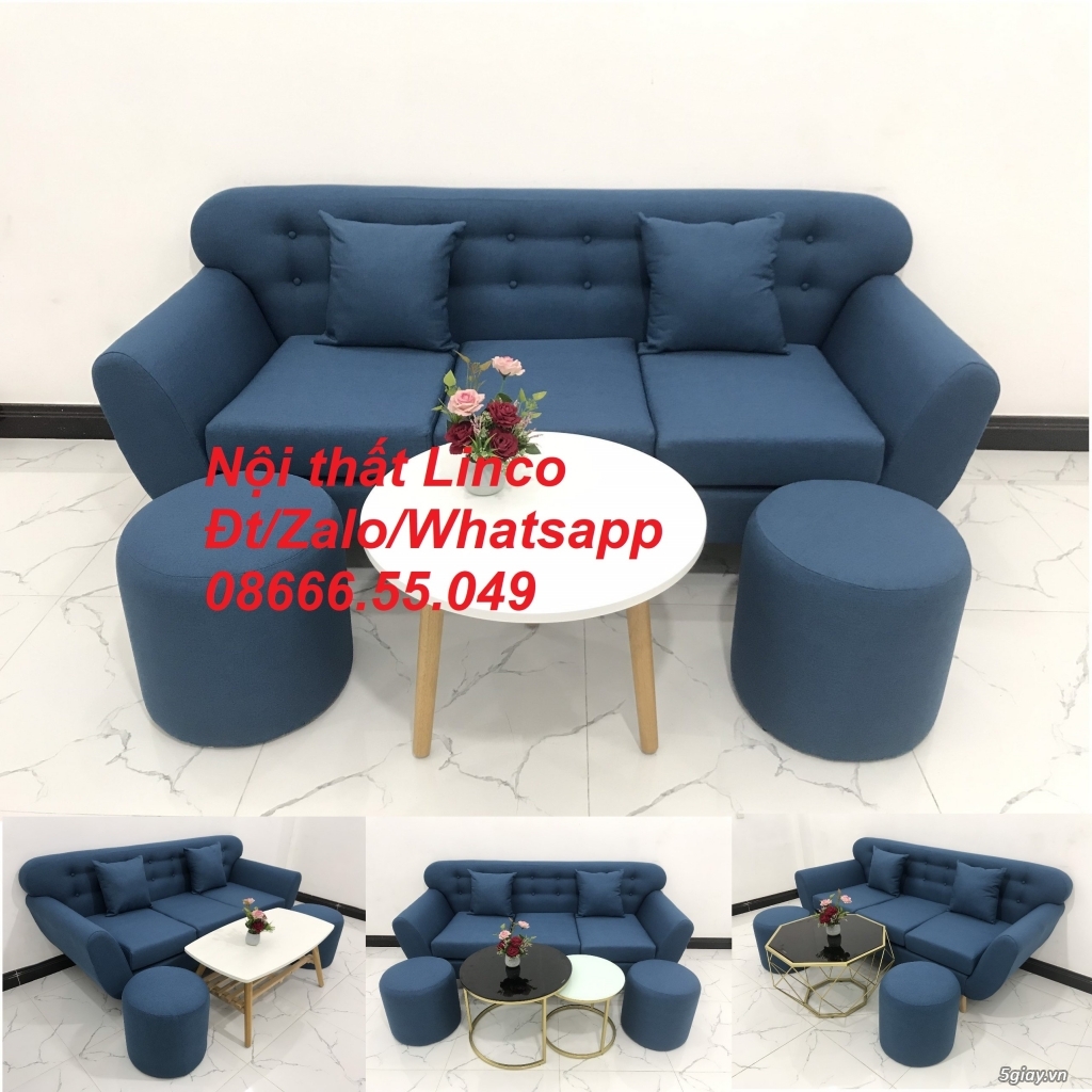 Sofa băng nhỏ giá rẻ|Sofa văng màu xanh dương nước biển ở tại Trà Vinh