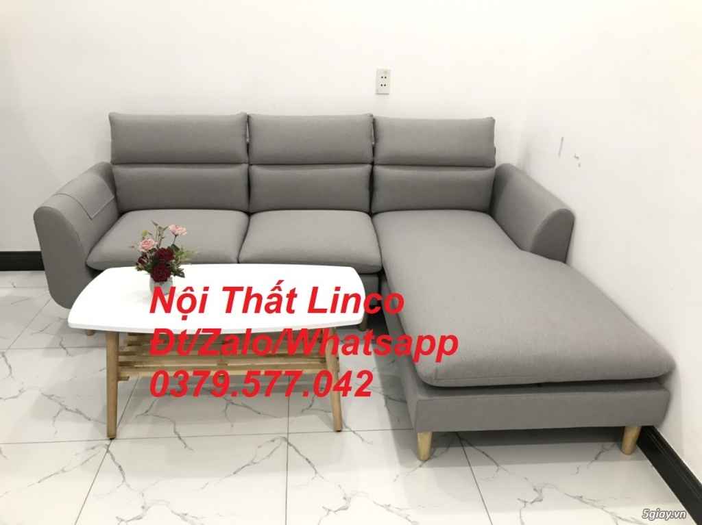 Sofa giá rẻ Ghế sofa góc L xám trắng đẹp giá rẻ nhỏ Linco Đồng Tháp - 5