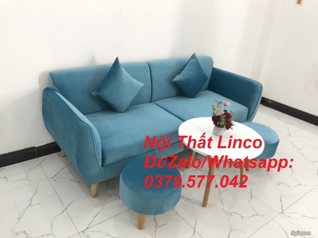 Bộ ghế sofa băng dài 1m9 nhỏ màu xanh dương nước biển giá rẻ Tây Ninh - 4