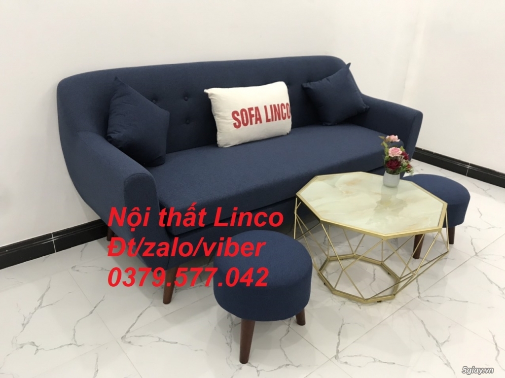 Bộ bàn ghế sopha salon Sofa băng xanh dương đậm đen Linco Đồng Tháp - 5