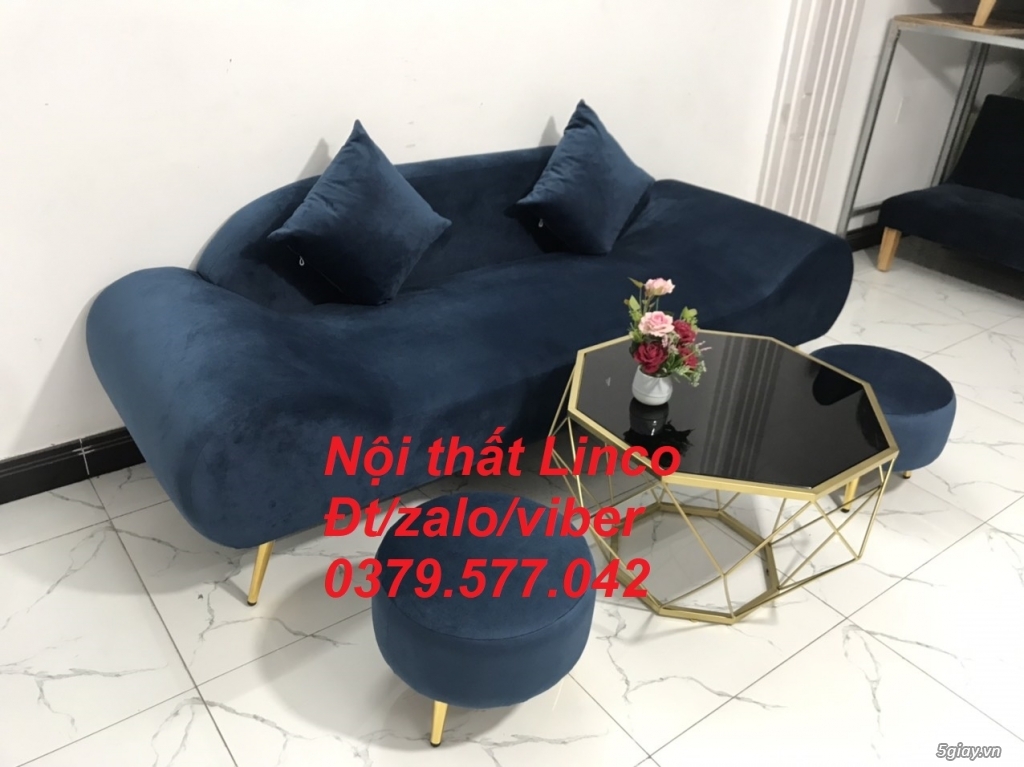 Bộ ghế sopha sofa văng băng thuyền màu xanh dương đậm Bình Thuận - 3