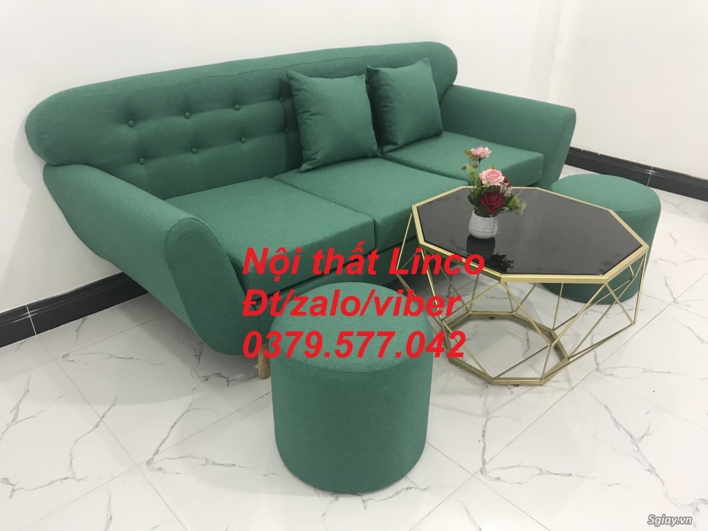 Bộ bàn ghế sofa băng văng màu xanh ngọc lá cây giá rẻ Linco Tây Ninh - 2