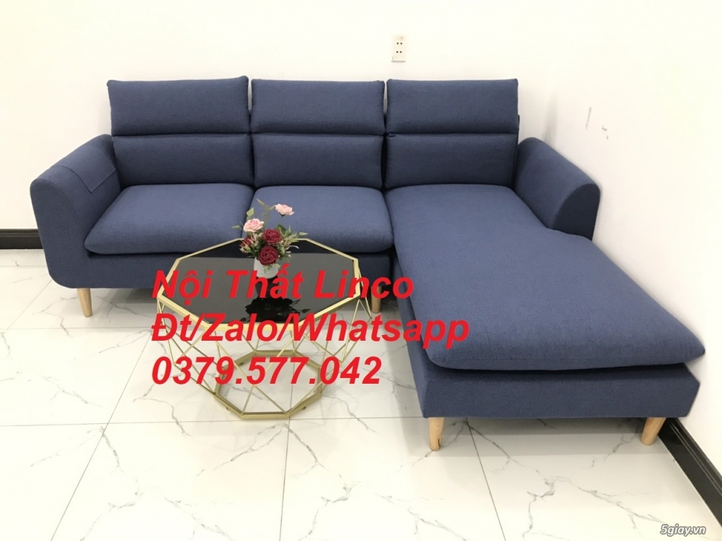Bộ ghế sofa góc L phòng khách đẹp xanh dương đậm Linco Tây Ninh - 4