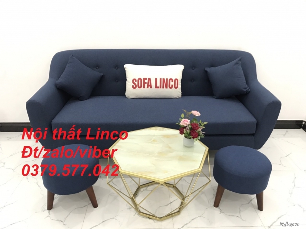 Bộ bàn ghế sopha salon Sofa băng xanh dương đậm đen Linco Đồng Tháp - 3