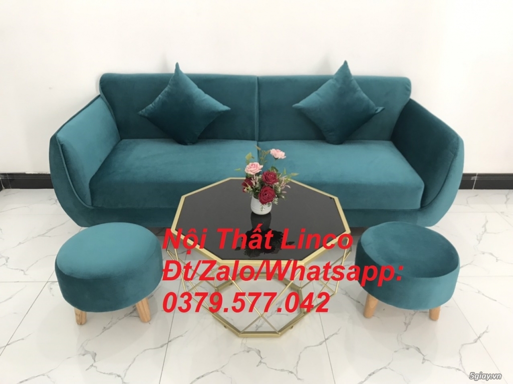 Bộ ghế sofa băng văng 1m9 xanh cổ vịt lá cây hiện đại Linco Đồng Tháp - 2