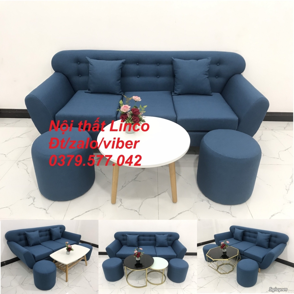 Bộ bàn ghế sofa băng, màu xanh dương ở Nội thất Linco Đồng Tháp