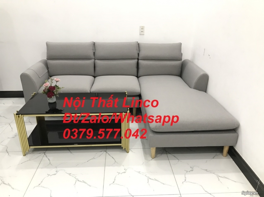 Sofa giá rẻ Ghế sofa góc L xám trắng đẹp giá rẻ nhỏ Linco Đồng Tháp - 3