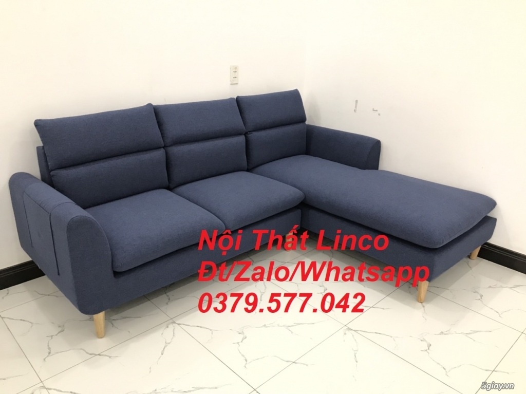 Bộ ghế sofa góc L phòng khách đẹp xanh dương đậm Linco Tây Ninh - 1