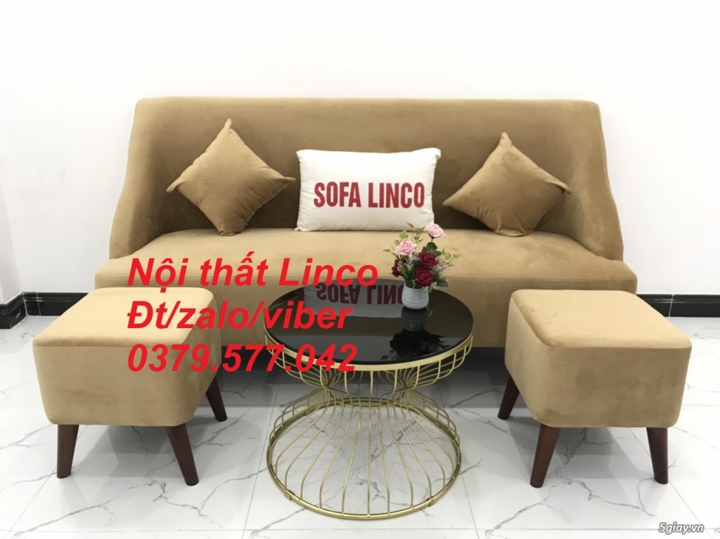 Bộ bàn ghế Sofa salong băng văng dài màu nâu sữa giá rẻ Linco Bến Tre - 1