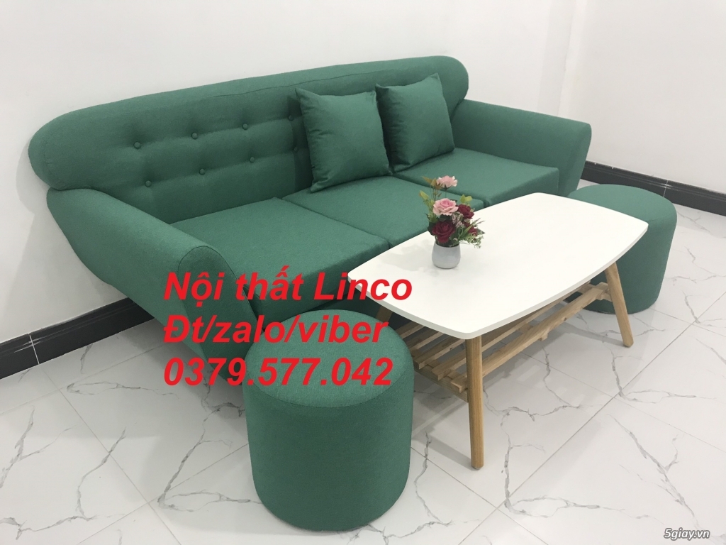 Bộ bàn ghế sofa băng văng màu xanh ngọc lá cây giá rẻ Linco Tây Ninh - 1