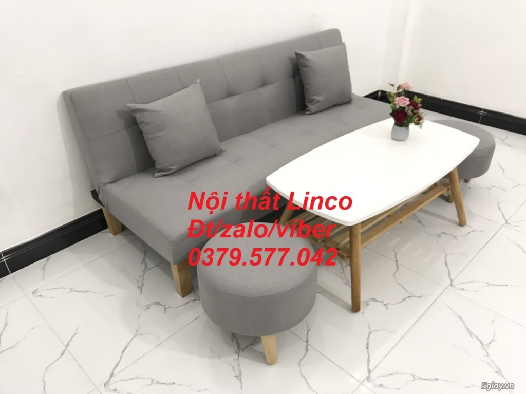 Bộ bàn ghế sofa bed, sofa giường xám trắng ghi tro bạc Linco Bến Tre - 3