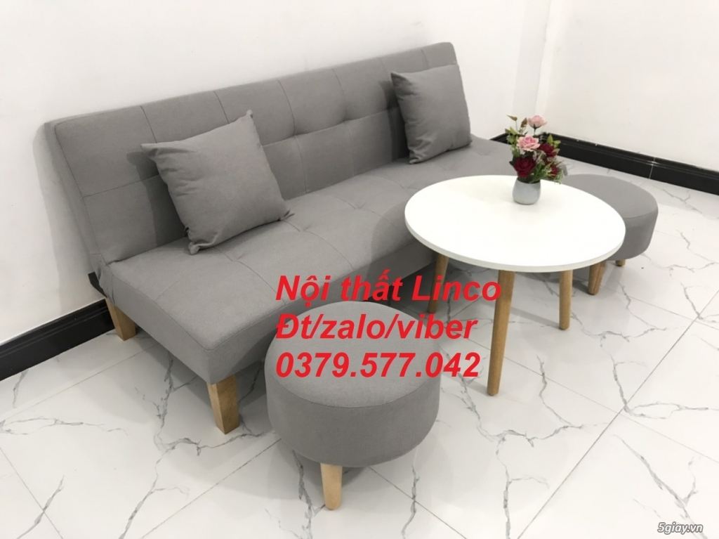 Bộ bàn ghế sofa bed, sofa giường xám trắng ghi tro bạc Linco Tây Ninh - 2