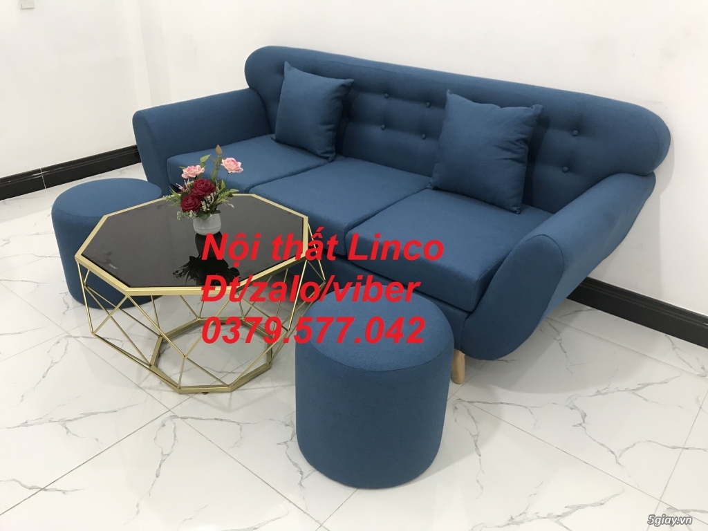 Bộ bàn ghế sofa băng, màu xanh dương ở Nội thất Linco Đồng Tháp - 5