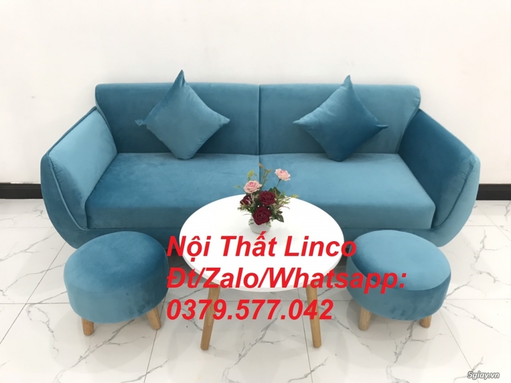 Bộ ghế sofa băng dài 1m9 nhỏ màu xanh dương nước biển giá rẻ Tây Ninh - 3