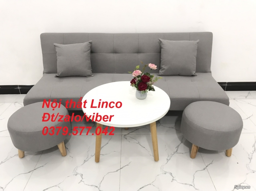 Bộ bàn ghế sofa bed, sofa giường xám trắng ghi tro bạc Linco Bến Tre - 2