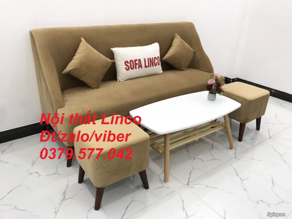 Bộ bàn ghế Sofa salong băng văng dài màu nâu sữa giá rẻ Linco Bến Tre - 3