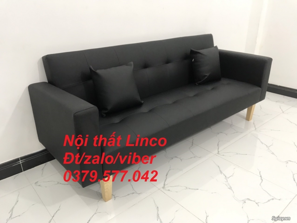 Bộ bàn ghế sofa bed giường (băng) simili giả da đen giá rẻ Tây Ninh - 4