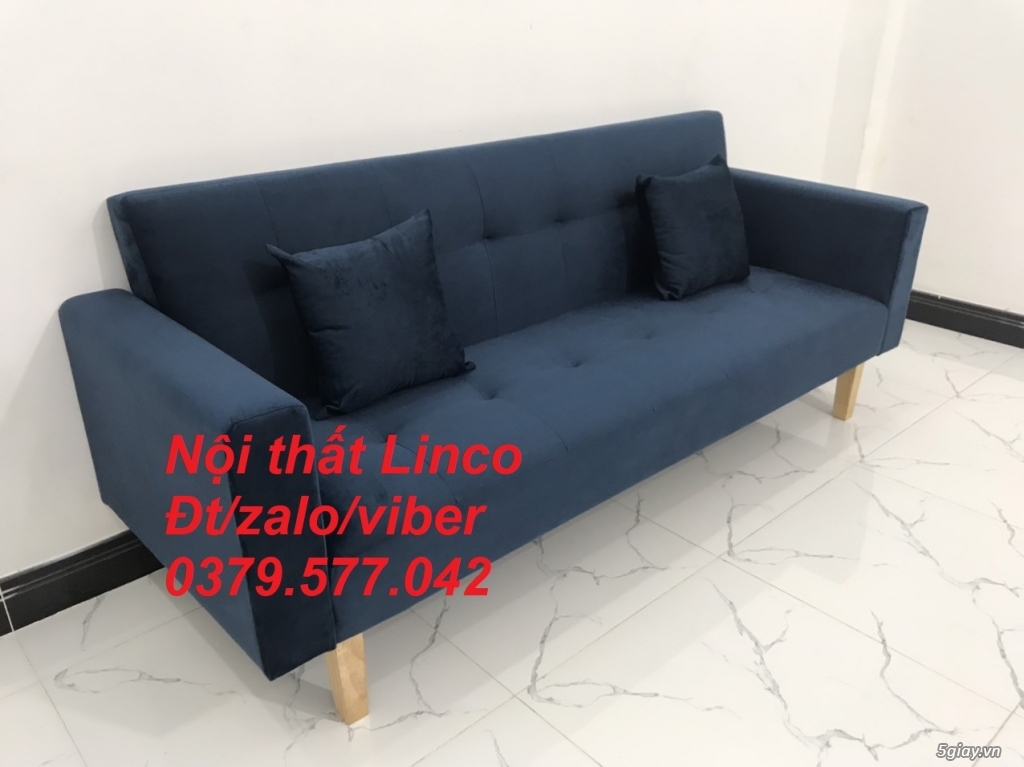 Bộ bàn ghế sofa giường bed (băng) màu xanh dương đậm đen Linco Bến Tre - 2