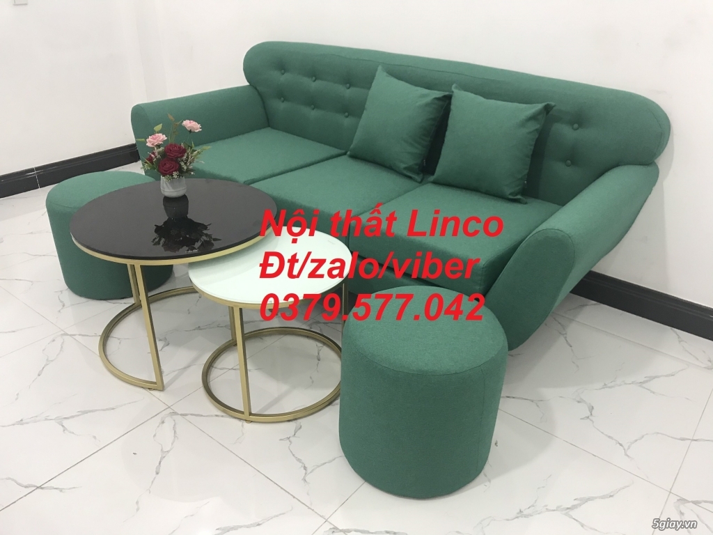 Bộ bàn ghế sofa băng văng màu xanh ngọc lá cây giá rẻ Linco Tây Ninh - 4