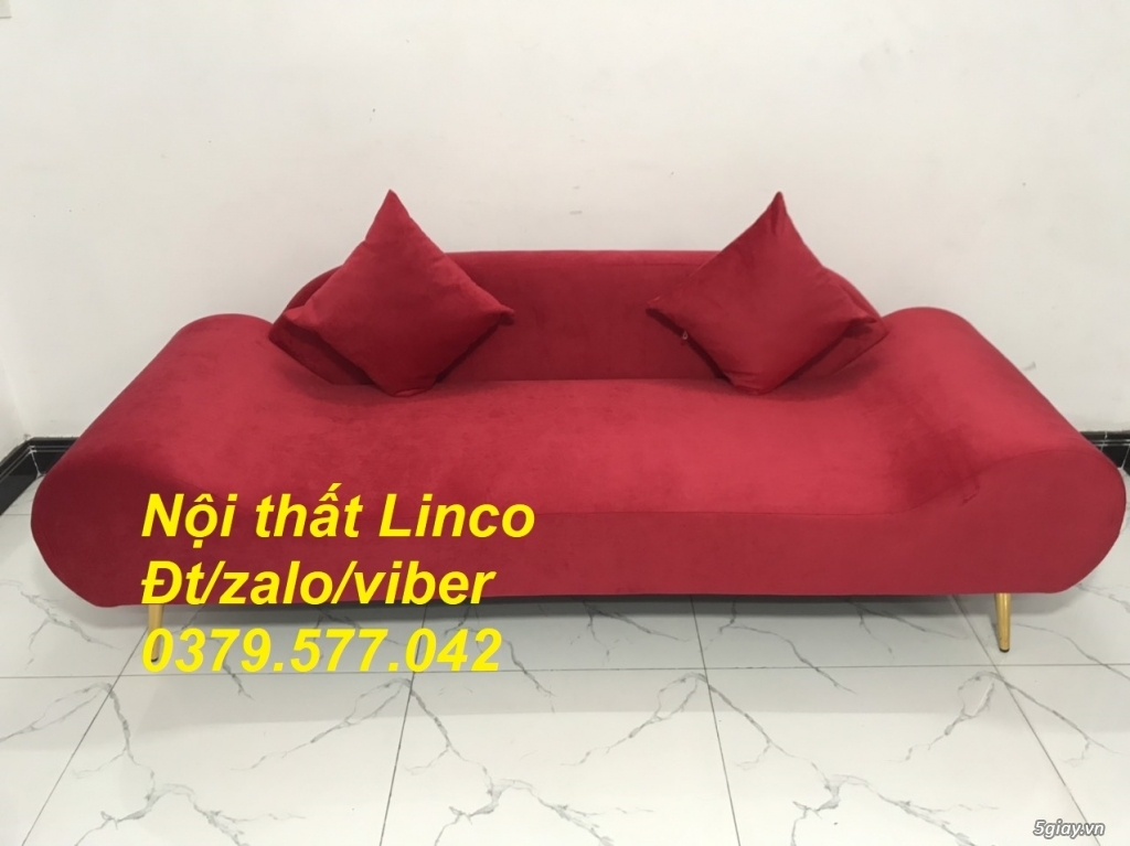 Bộ ghế sofa băng văng thuyền dài màu đỏ vải nhung đẹp giá rẻ Đồng Tháp - 3