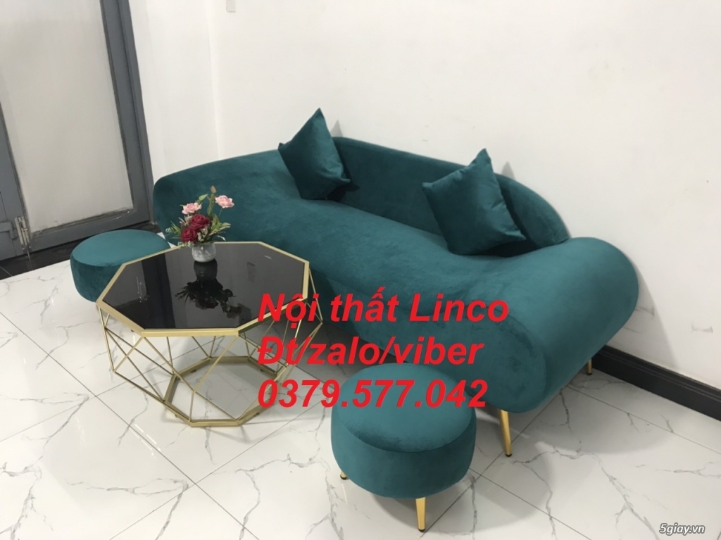 Bộ ghế sopha sofa băng văng thuyền dài 2m màu xanh lá Linco Bến Tre - 3