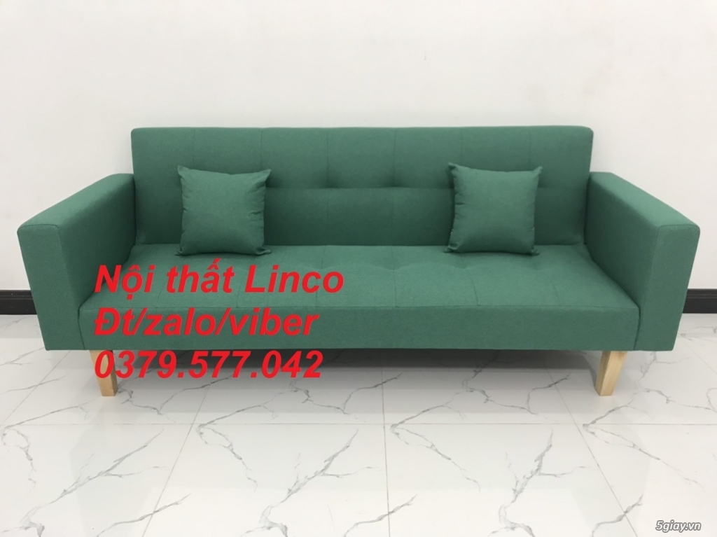 Bộ ghế sofa giường bed (băng) màu xanh ngọc lá cây ở Linco Tây Ninh - 4