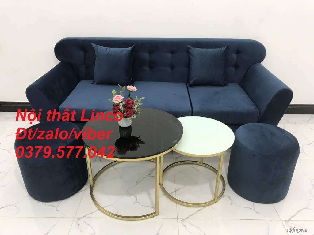 Sofa băng giá rẻ vải nhung sofa văng xanh dương đậm Linco Đồng Tháp - 1