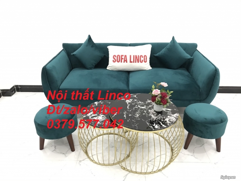 Bộ bàn ghế Sofa băng xanh cổ vịt vải nhung giá rẻ đẹp Bình Thuận - 2