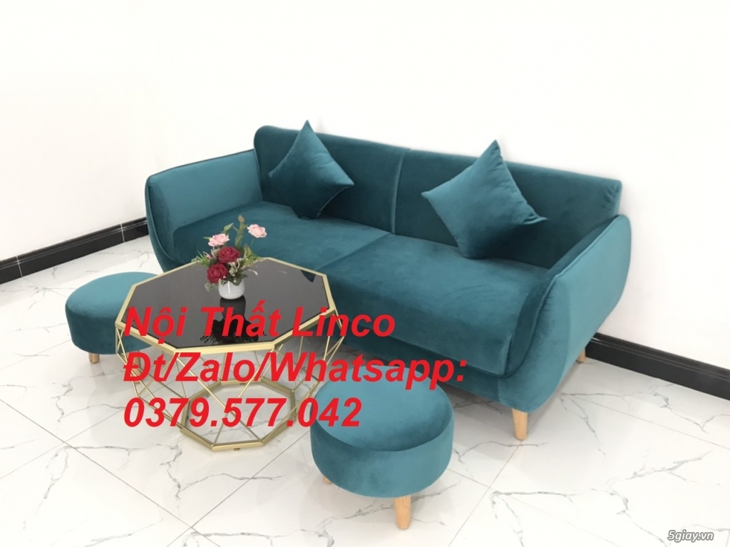 Bộ ghế sofa băng văng 1m9 xanh cổ vịt lá cây hiện đại Linco Đồng Tháp - 5