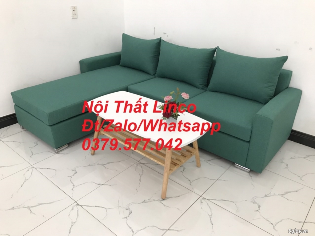 Bộ ghế sofa góc L xanh ngọc lá cây giá rẻ đẹp Linco Đồng Tháp - 3