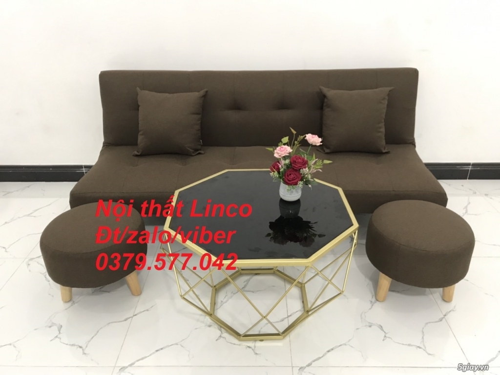 Bộ bàn ghế sofa bed,sofa bật thành giường màu nâu cafe sữa Bến Tre - 3
