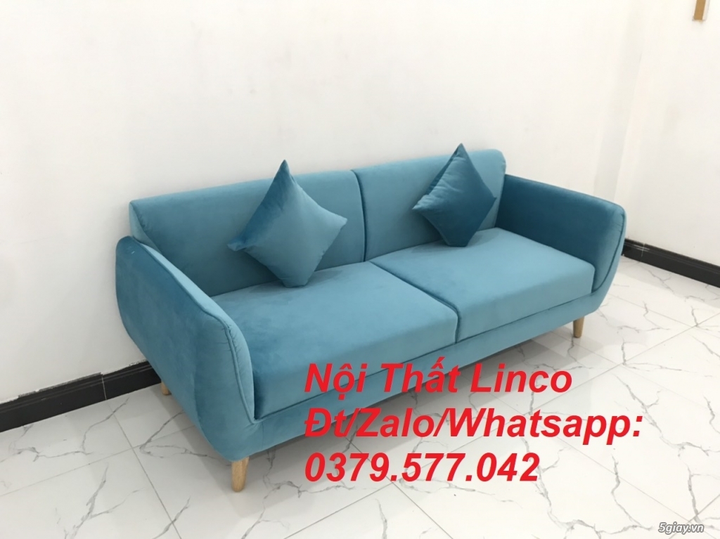 Bộ ghế sofa băng dài 1m9 nhỏ màu xanh dương nước biển giá rẻ Tây Ninh - 2