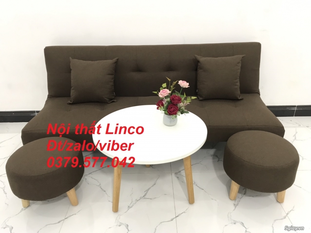 Bộ bàn ghế sofa bed,sofa bật thành giường màu nâu cafe sữa Bến Tre - 2