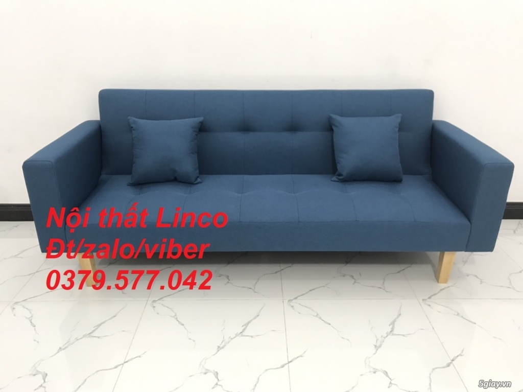 Bộ ghế sofa giường bed (băng) màu xanh dương da trời rẻ đẹp Đồng Tháp - 3