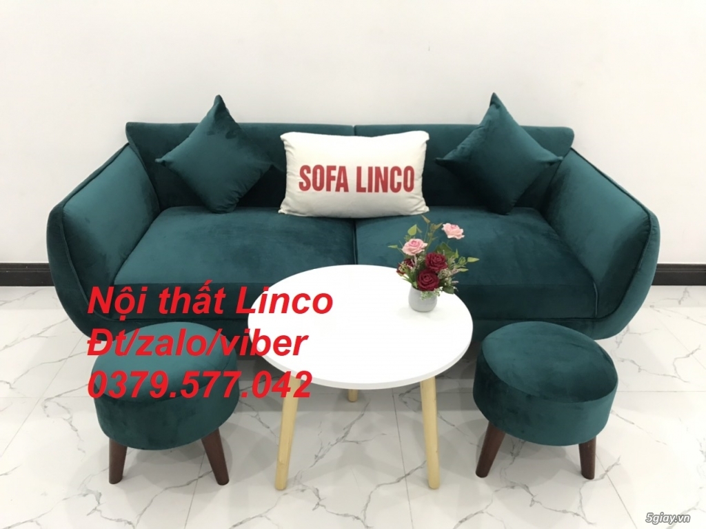 Bộ bàn ghế Sofa băng xanh cổ vịt vải nhung giá rẻ đẹp Bình Thuận - 4
