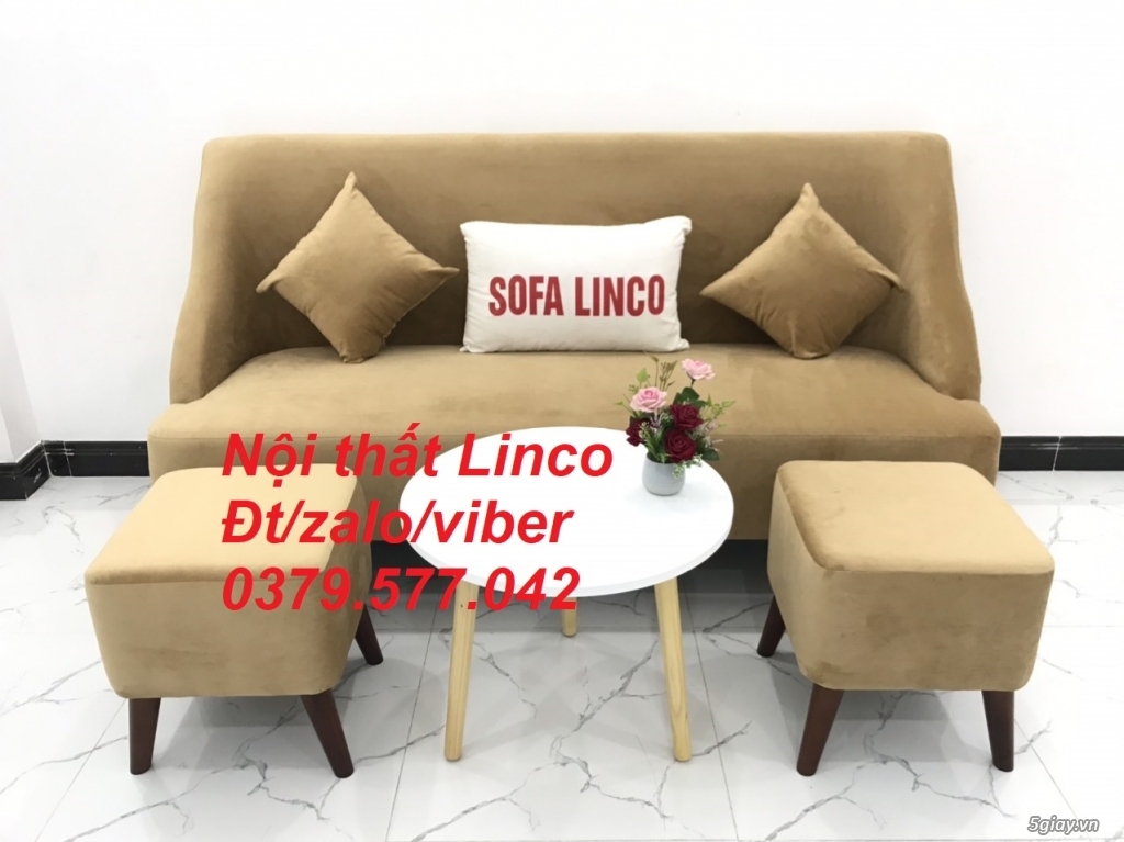 Bộ bàn ghế Sofa salong băng văng dài màu nâu sữa giá rẻ Linco Bến Tre - 4