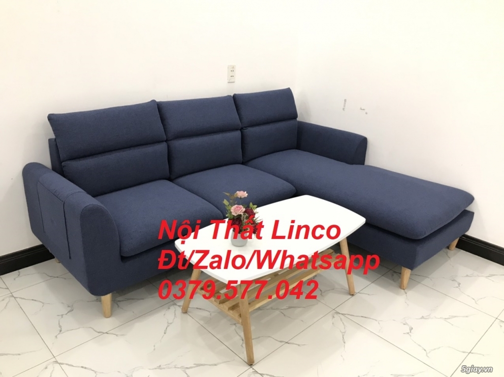 Bộ ghế sofa góc L phòng khách đẹp xanh dương đậm Linco Tây Ninh - 3